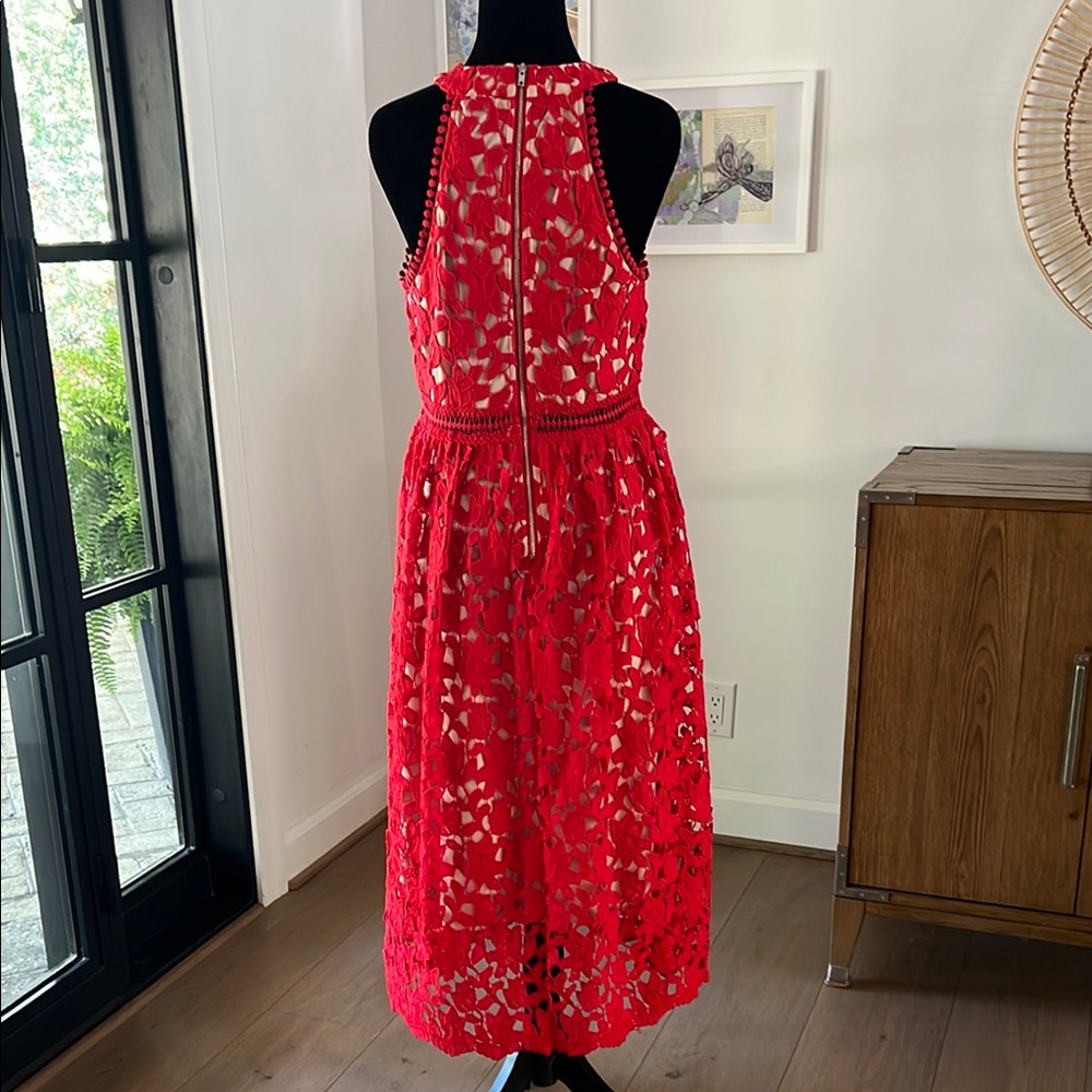 Gianni Bini Red Lace Overlay Dress - Picture 4 of 5